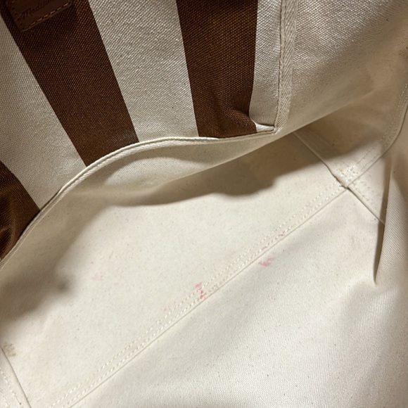 🔥🔥🔥Madewell Stripe Leather Canvas Large Tote Shoulder Bag - Picture 10 of 15